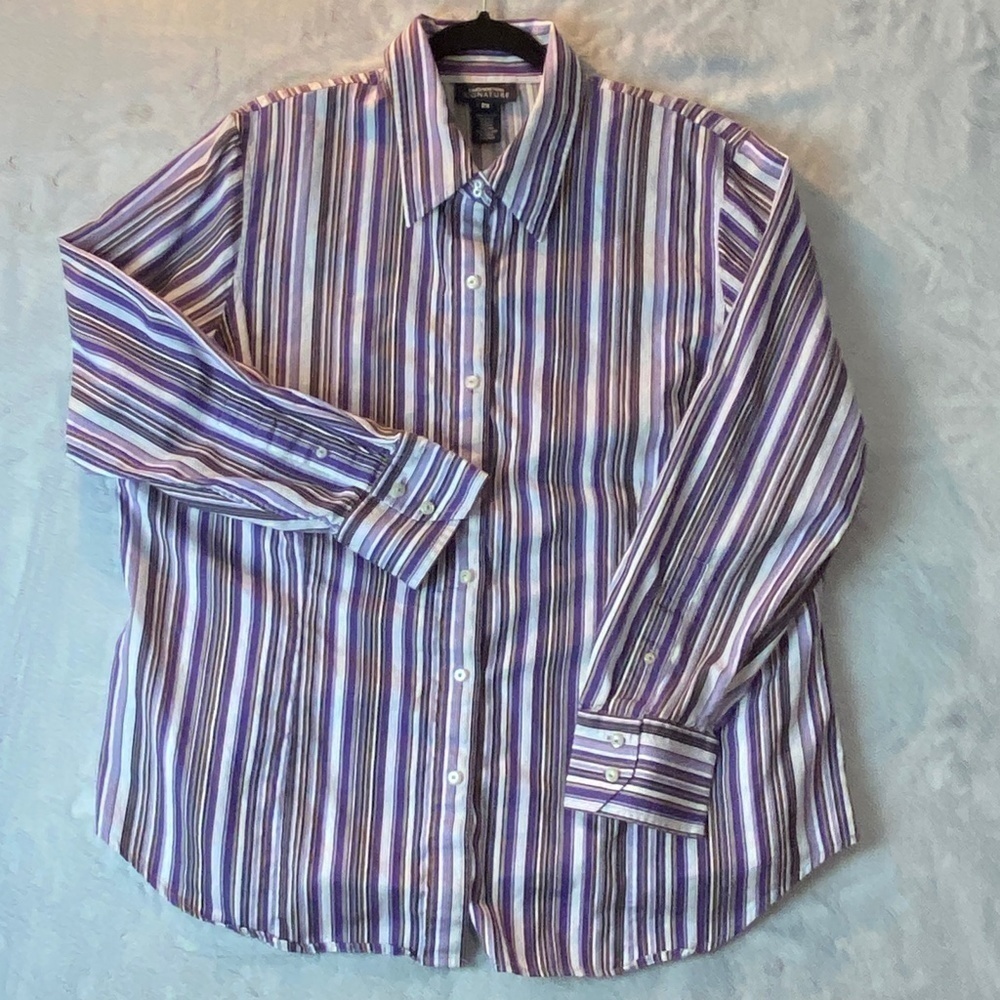 Jones New York Shirt 2X Purple Stripes